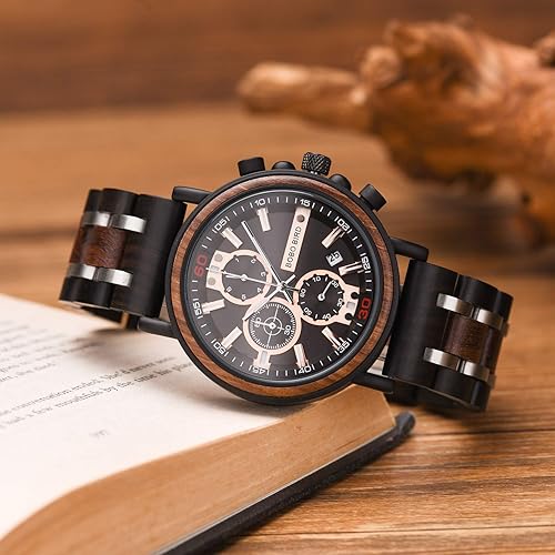 Miniatura 8 de BOBO BIRD S18-1 Reloj de madera grabado personalizado para marido novio cumpleaños aniversario