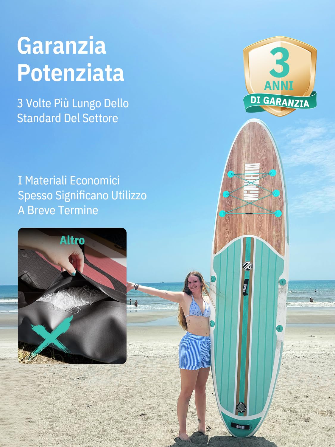 Niphean Tavola SUP Gonfiabile 320cm/230cm con Accessori SUP Stabile | Tavola SUP Rigida Portata 200kg, Antiscivolo con Kit Riparazione, per Adulti, Principianti, Uomini, Donne e Yoga