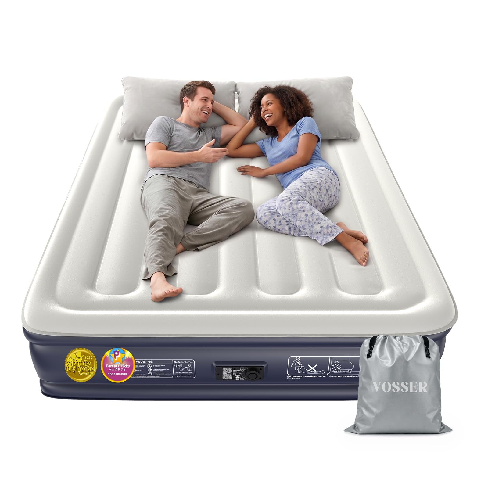 VOSSER Queen Air Mattress with Built-in Pump,13" in, Blow Up Bed,800lb