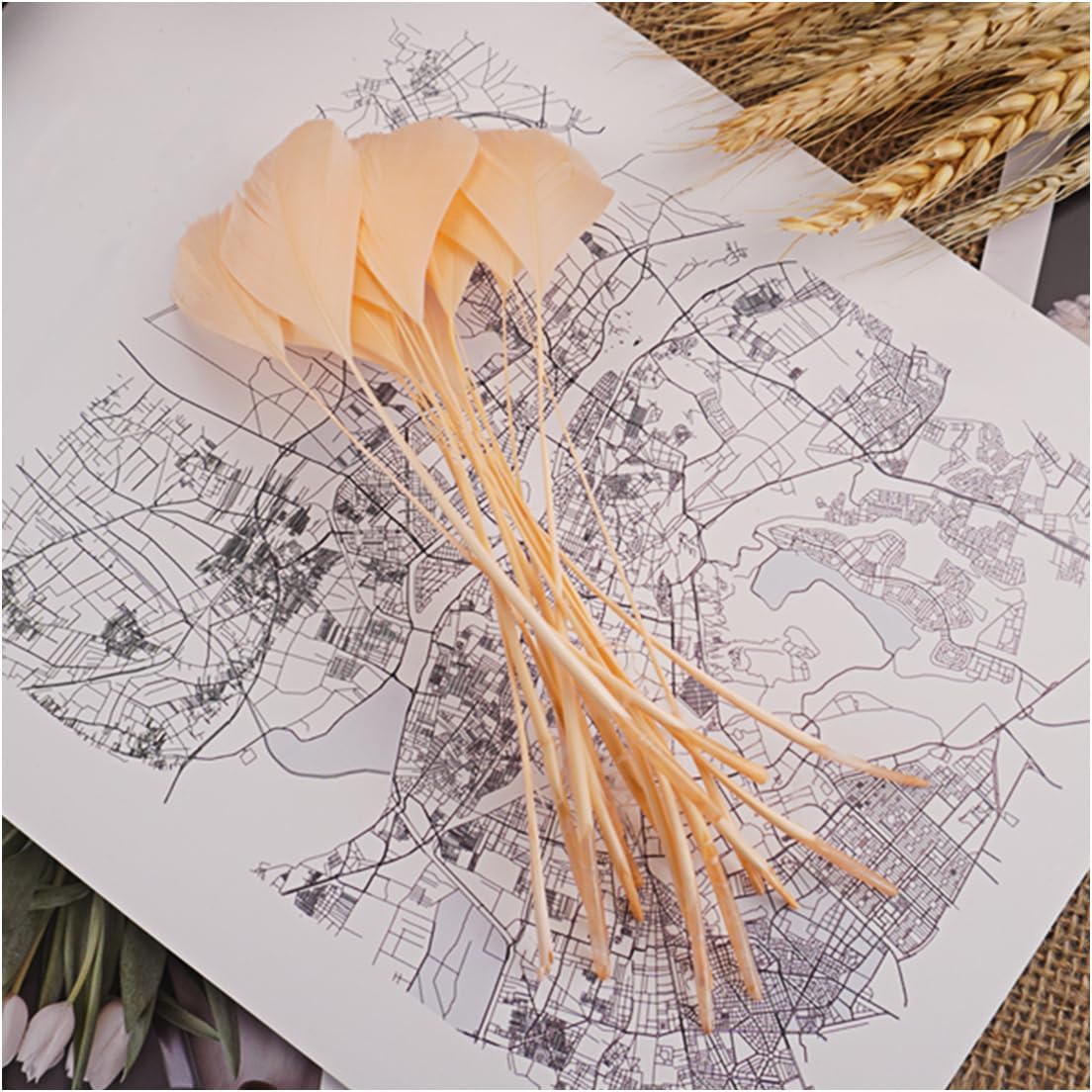 Colorful Goose Feathers, 100PCS 5-7inch Bulk Feathers for Crafting, Home Decoration, Dream Catcher Accessories - Orange