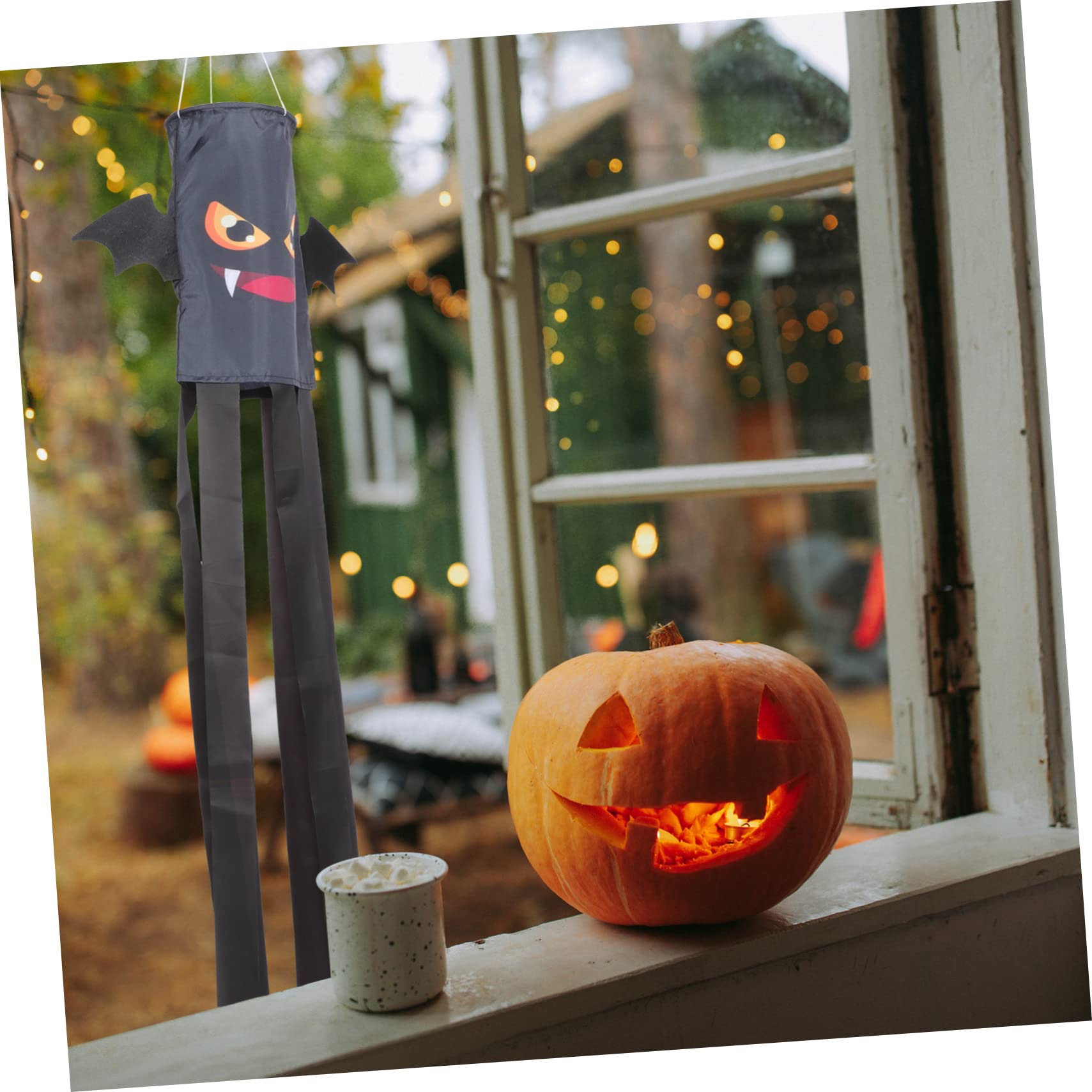 POPETPOP 4 Pz manica a di Halloween manica a pipistrello di Halloween decorazione da appendere fantasma bandierine spaventapasseri calza antivento in nylon