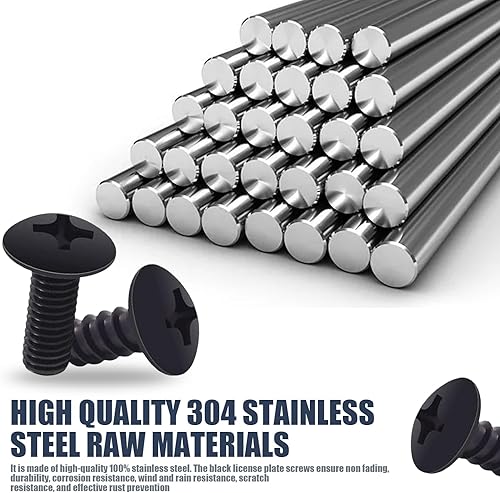 Miniatura 3 de Crynod Juego de tornillos de montaje de placa de automóvil de 8 piezas, cabeza redonda de acero inoxidable M6 304tornillo cruzado puntiagudo inserto