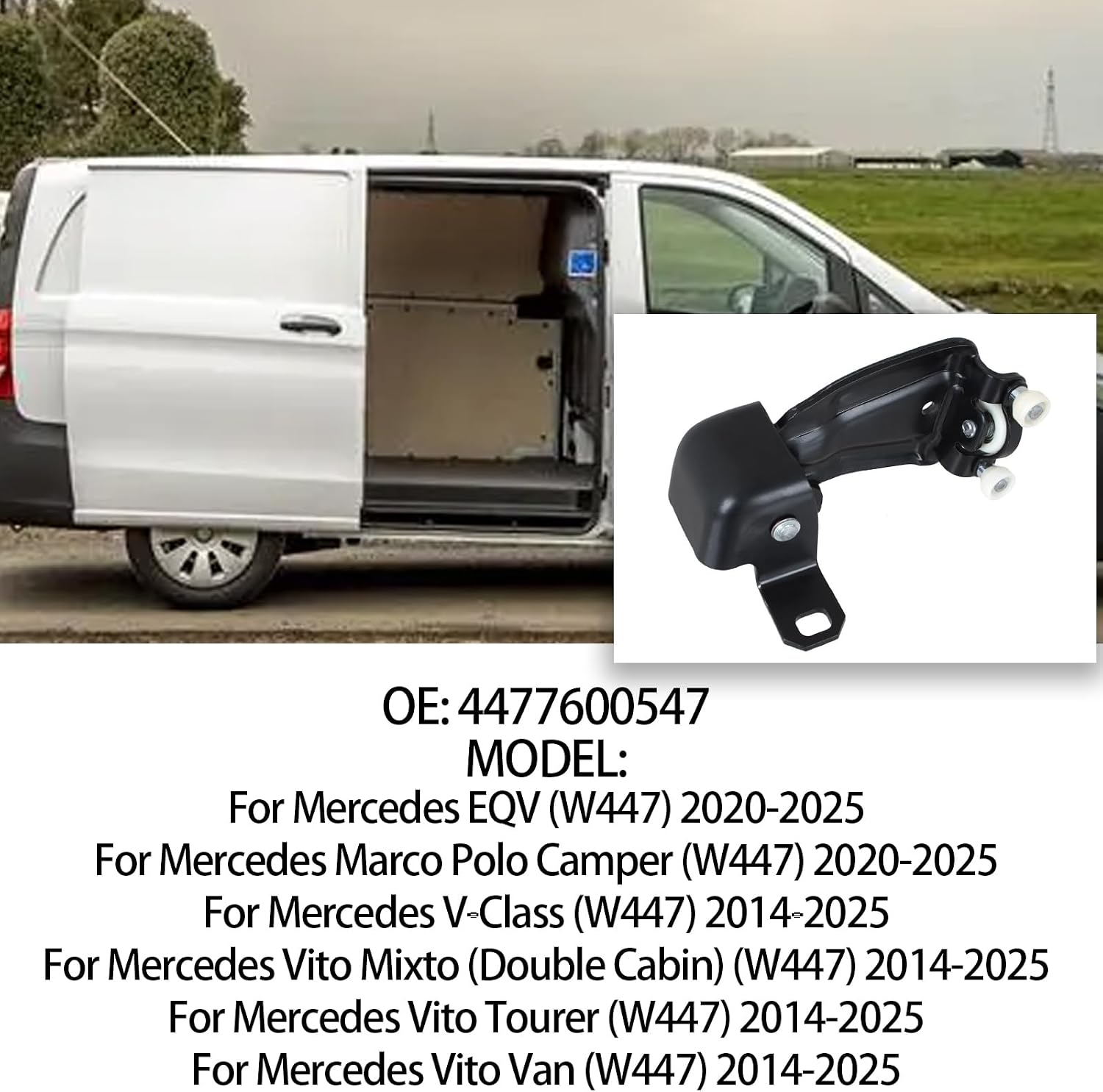 MP&PV Auto Parts Sliding Door Roller, Side Door Hardware Roller Guide Compatible with Mercedes Vito V-Class EQV W447 2014-2025 OE: 4477600147, 4477600547, 4477600747 (MIDDLE-OE-4477600547)