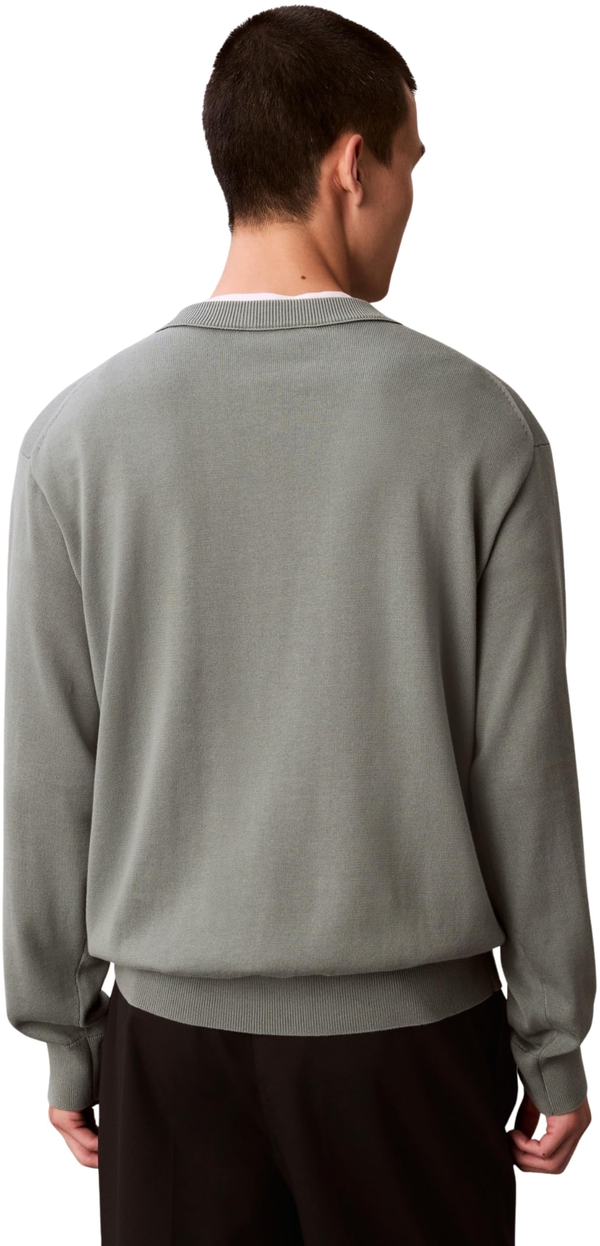 Calvin Klein Jersey Hombre Cotton Relaxed con Cuello Redondo, Gris (Autumn Green), 2XL