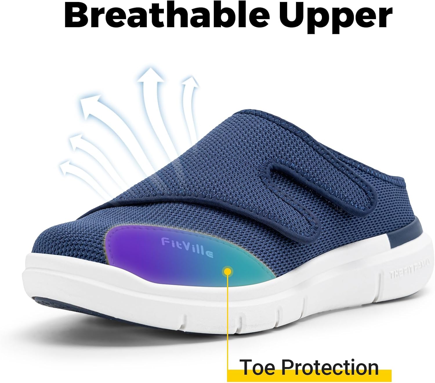 FitVille Orthopedic Slippers for Men with Arch Support, Extra Wide Slip-On Design for All-Day Comfort Ideal for Diabetes, Neuropathy, Swollen Feet & Lymphedema