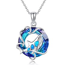 URONE Ocean Necklace 925 Sterling Silver Shark/Mermaid/Dolphin/Seahorse/Manta Ray/Whale Tail/Fish Penadant Necklace Ocean Jewelry Gifts for Women