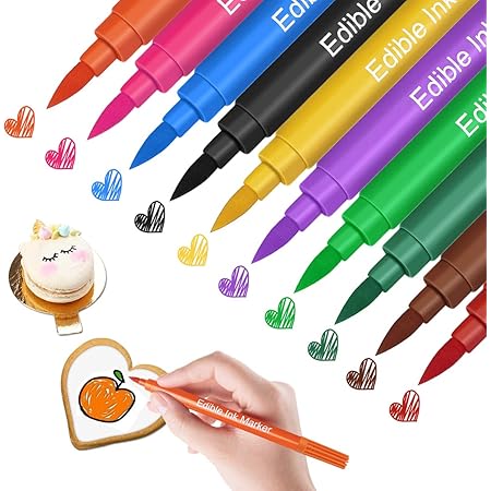 Food Coloring Markers, Double Sided Food Coloring Pens with Fine & Thick Tip, Edible Gourmet Writer Food Grade Decorator Pens for Decorating Cookies, Cakes, Fondant, Desserts, Easter Eggs Writing