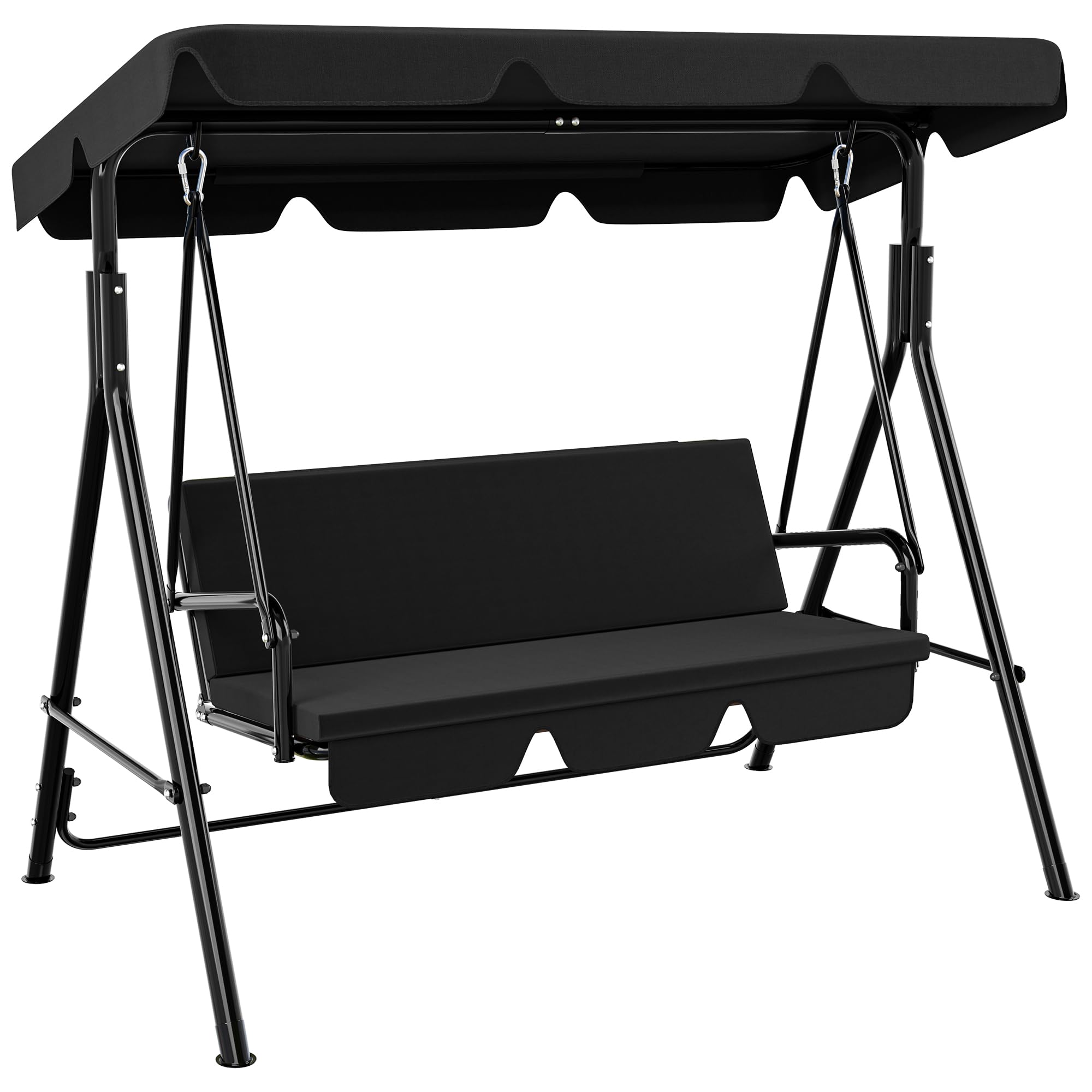 Dondolo Da Giardino 3 Posti YITAHOME Con Tettuccio Regolabile - Grigio, 270 Kg Portata, 170x110x153 Cm - Foto 3