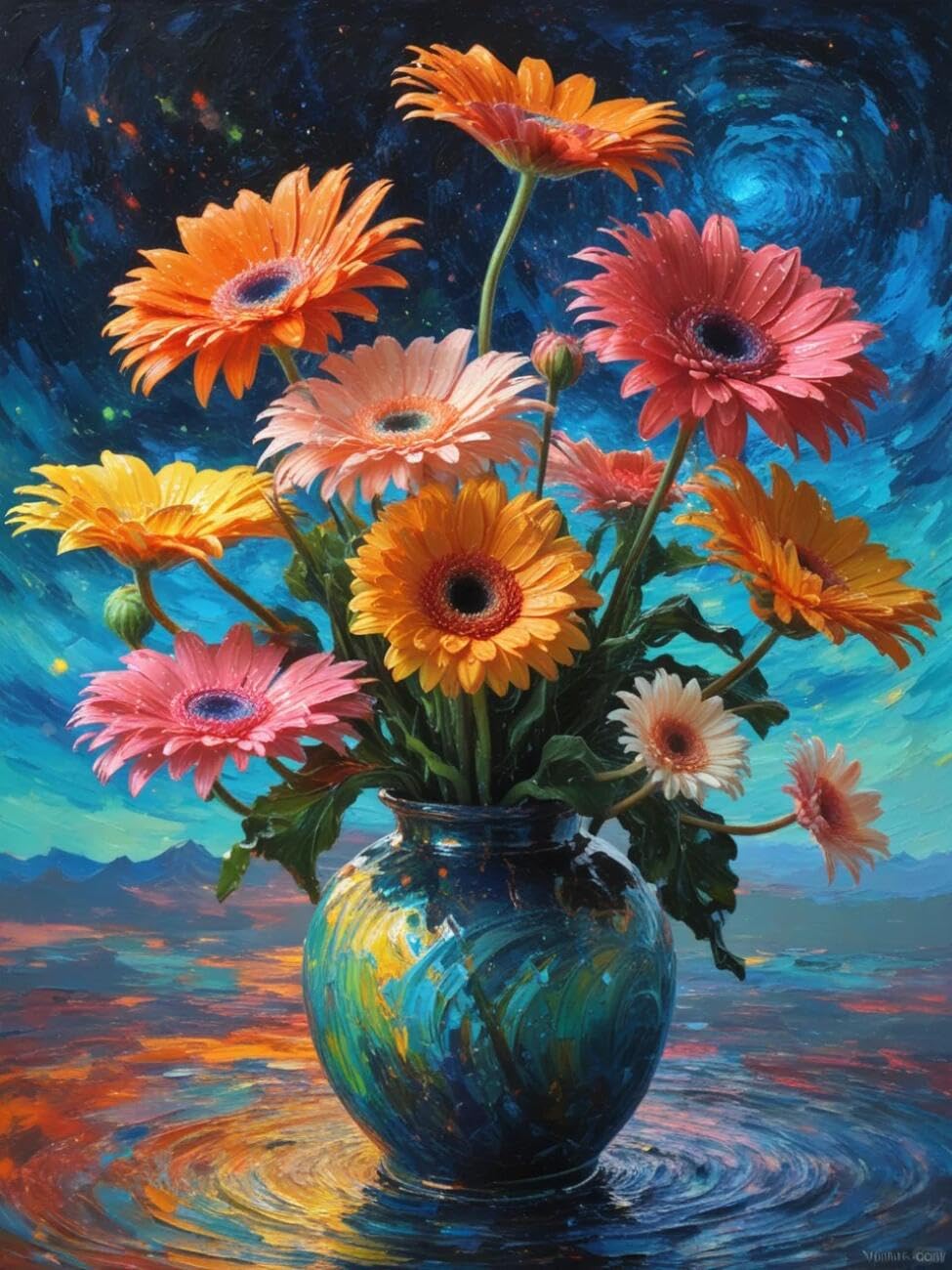 Henypt Cross Stitch Kits Chrysanthemum Oil Painting Flowers DIY Arts Aand Craft Kit for Adults Beginners with Accessories Home & Leisure/Gifts 14CT 30x40cm