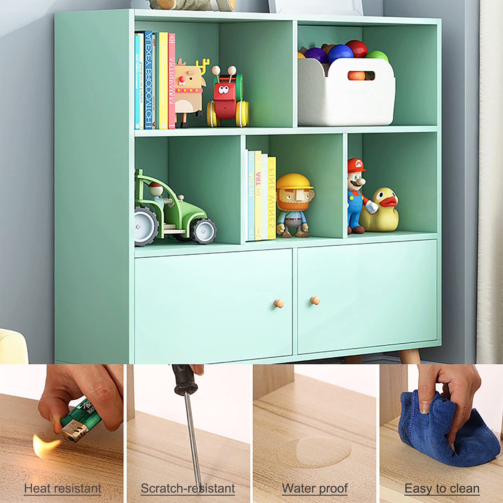 Bücherregal-Aufbewahrungsregale, Bücherregal aus Holz mit Türen, bodenstehendes Vitrinenregal mit Beinen, würfelförmiger Bücherregal-Organizer für Wohnzimmer, Schlafzimmer, Heimbüromöbel, We