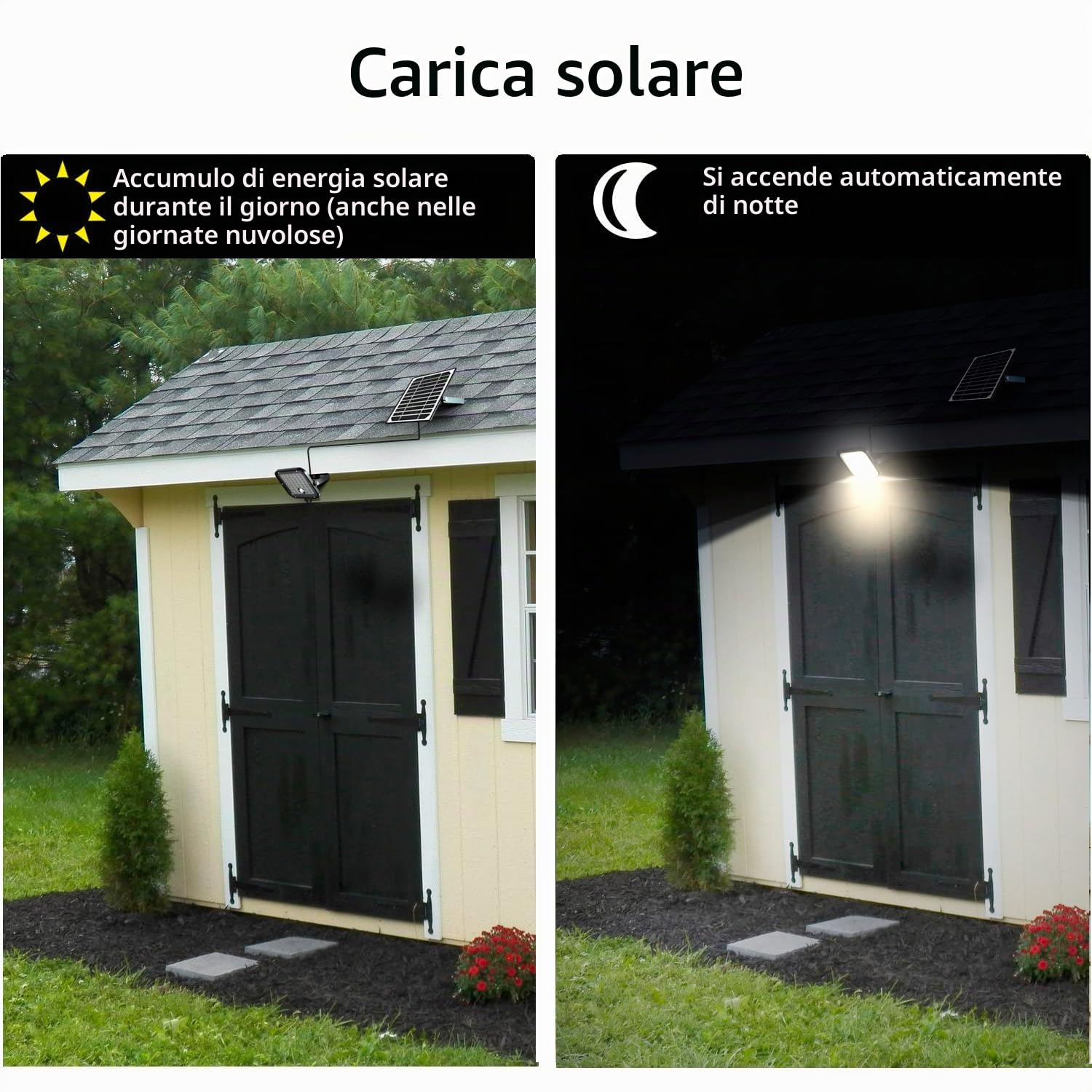Velamp Cube Faretto LED Solare 1500 lm – Sensore Movimento, Modalità Automatica, Pannello Remoto 5 m, IP65, Luce Esterna per Portico, Ingresso, Giardino