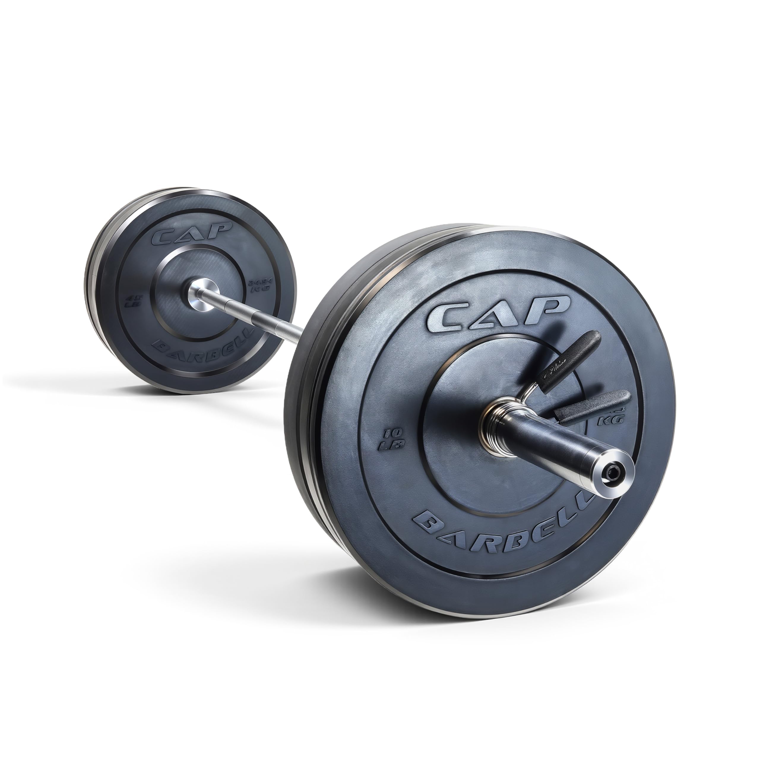 CAP Barbell 160 lb Elite Olympic Weight Set with 7ft Chrome Barbell &amp; Black Bumper Plates