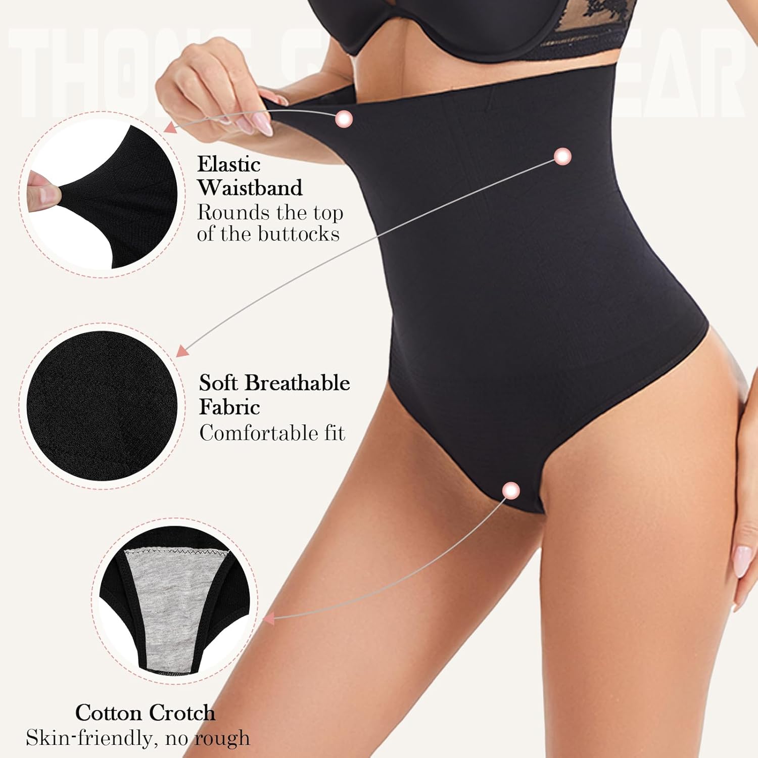 Thong Shapewear for Women Tummy Control Underwear Butt Lifter Panties Seamless Body Shaper - Image 4