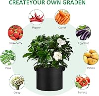 Vista 5 de Paquete de 24 bolsas de cultivo no tejidas engrosadas de 3 galones, macetas de tela de aireación con asas