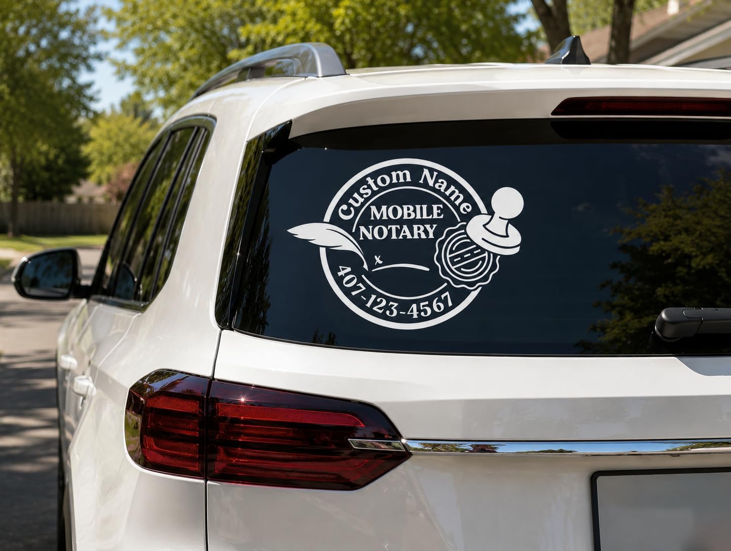 Mobile Notary Car Decal – Custom Name & Phone Number, Notary Public Window Sign, Vinyl Sticker