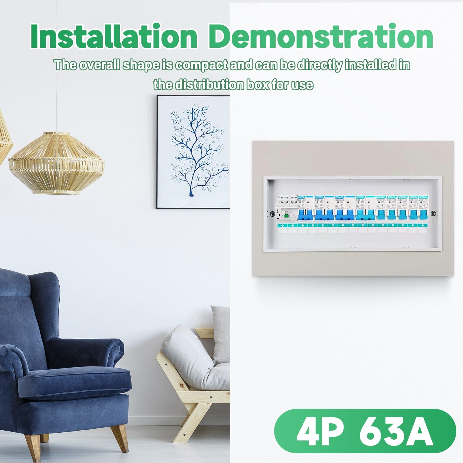 DEWIN Interruptor de Transferencia,4P 63A AC 400V Interruptor de Transferencia Automática ATS Conmutador de Transferencia Automática de Doble Potencia DEW4R-63