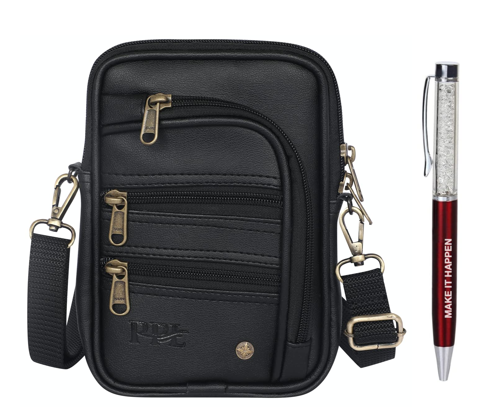 Classic Black Leather Stylish Messenger Sling Bag for Men | gift items for men birthday special | Diwali corporate gifts for employees clients | Mens Father Husband gift items-image-32