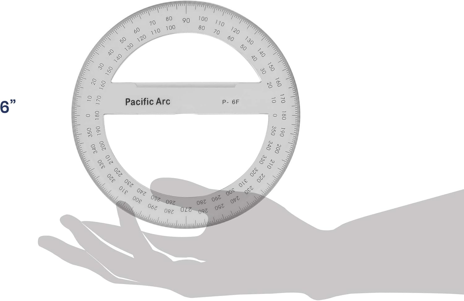 Pacific Arc's 6 Inch 360 Degree Plastic Circular Protractor Clear: Office Products