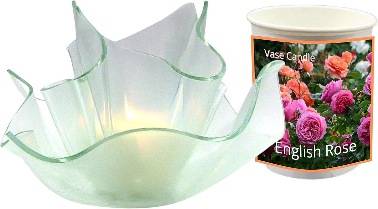 English Rose Vase Candle - Smells like Fresh Cut Roses. (Clear Set)