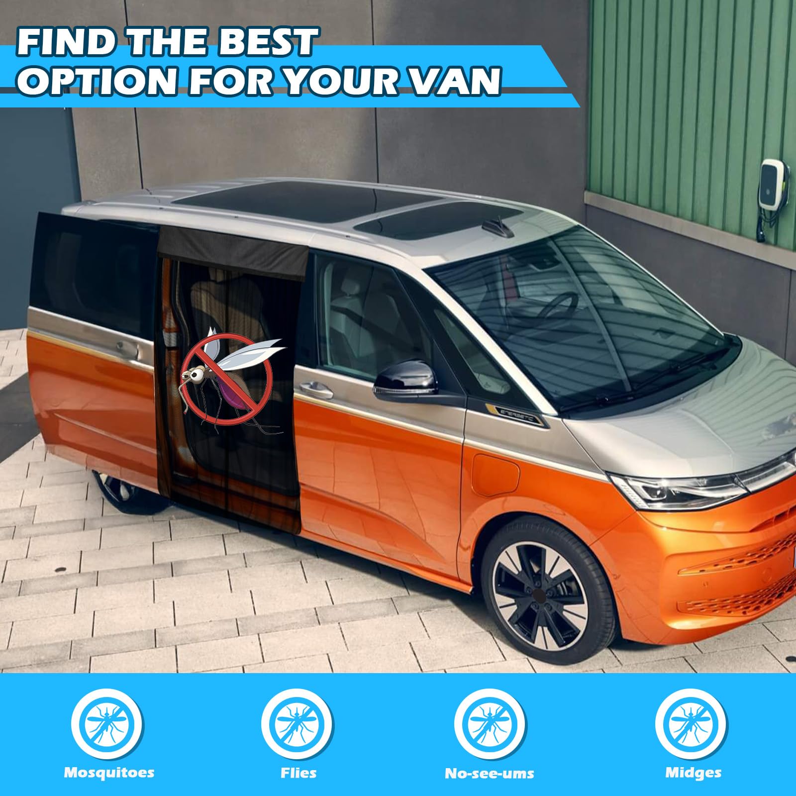 siatka chroniąca przed owadami zamienna dla VW T7 2022-2025, siatka na szyby boczne samochodu, jednowarstwowa siatka z magnesem, oddychająca siatka moskitierska na zewnątrz do kempingu