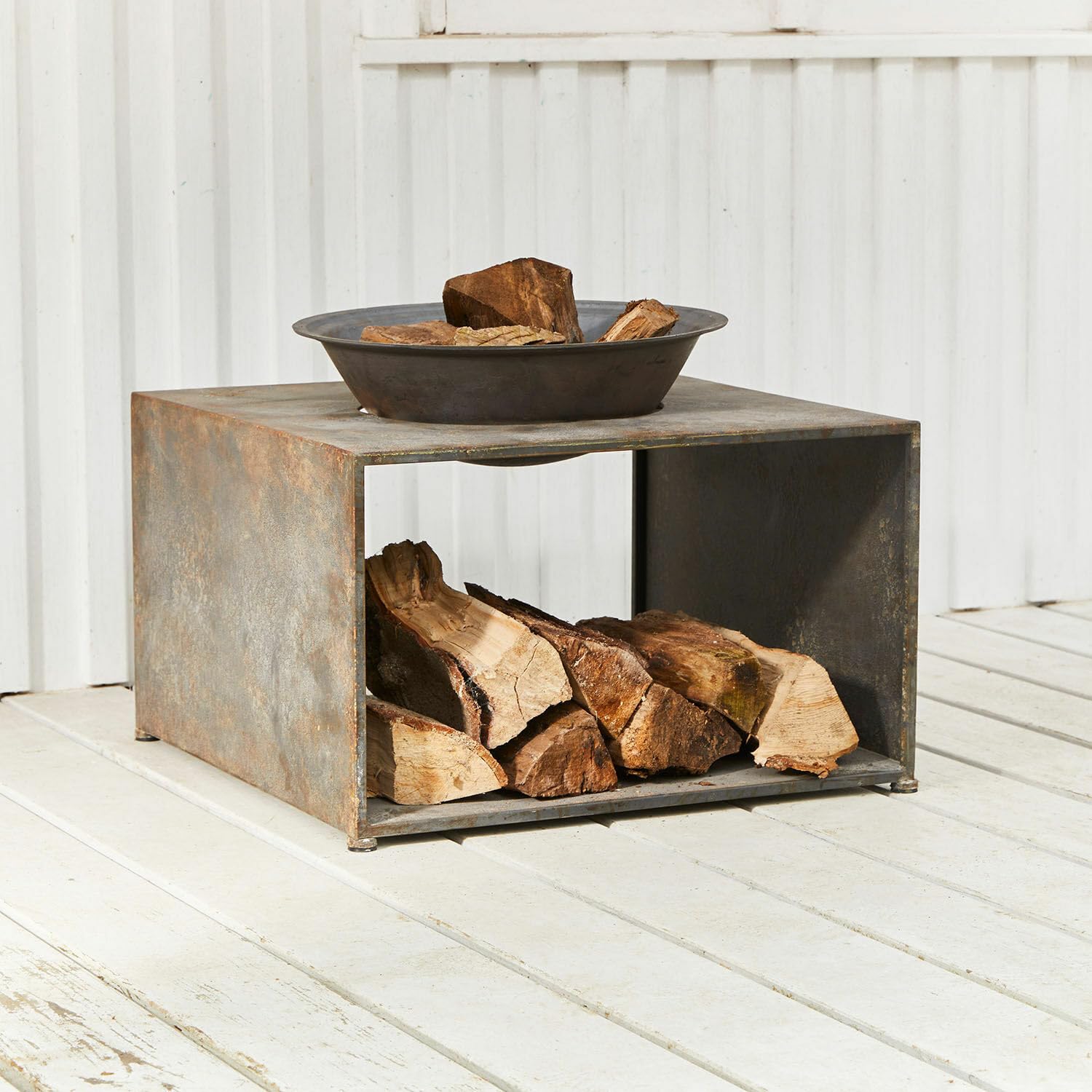 Loberon Feuerschale Rivolet, antikgrau | massives Design, rustikales Finish, Antikgrau, abnehmbare Schale, Eisen