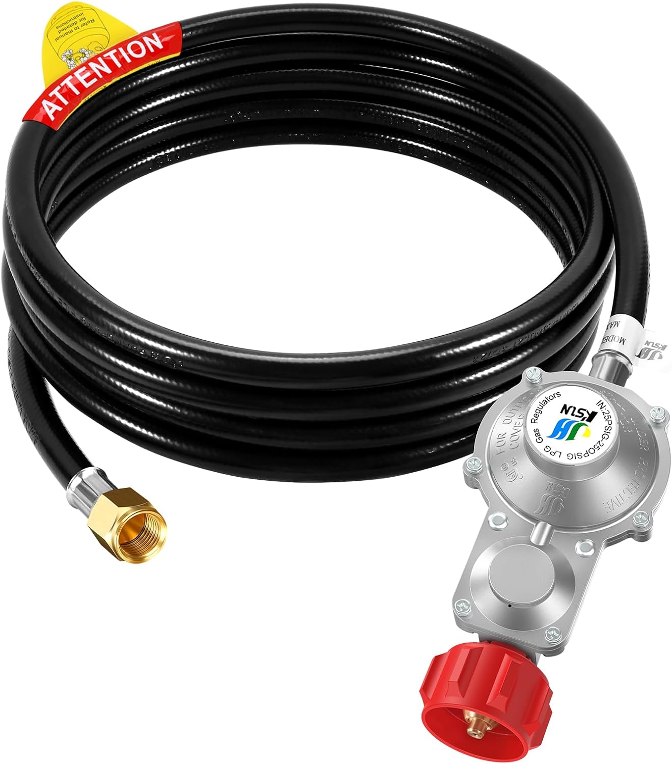 GasSaf 10FT 2 Stage Propane Regulator with Hose, Dual-Stage Propane Regulator for RV, Generator, Camp Stove, Gas Grill, and Heater – CSA Certified
