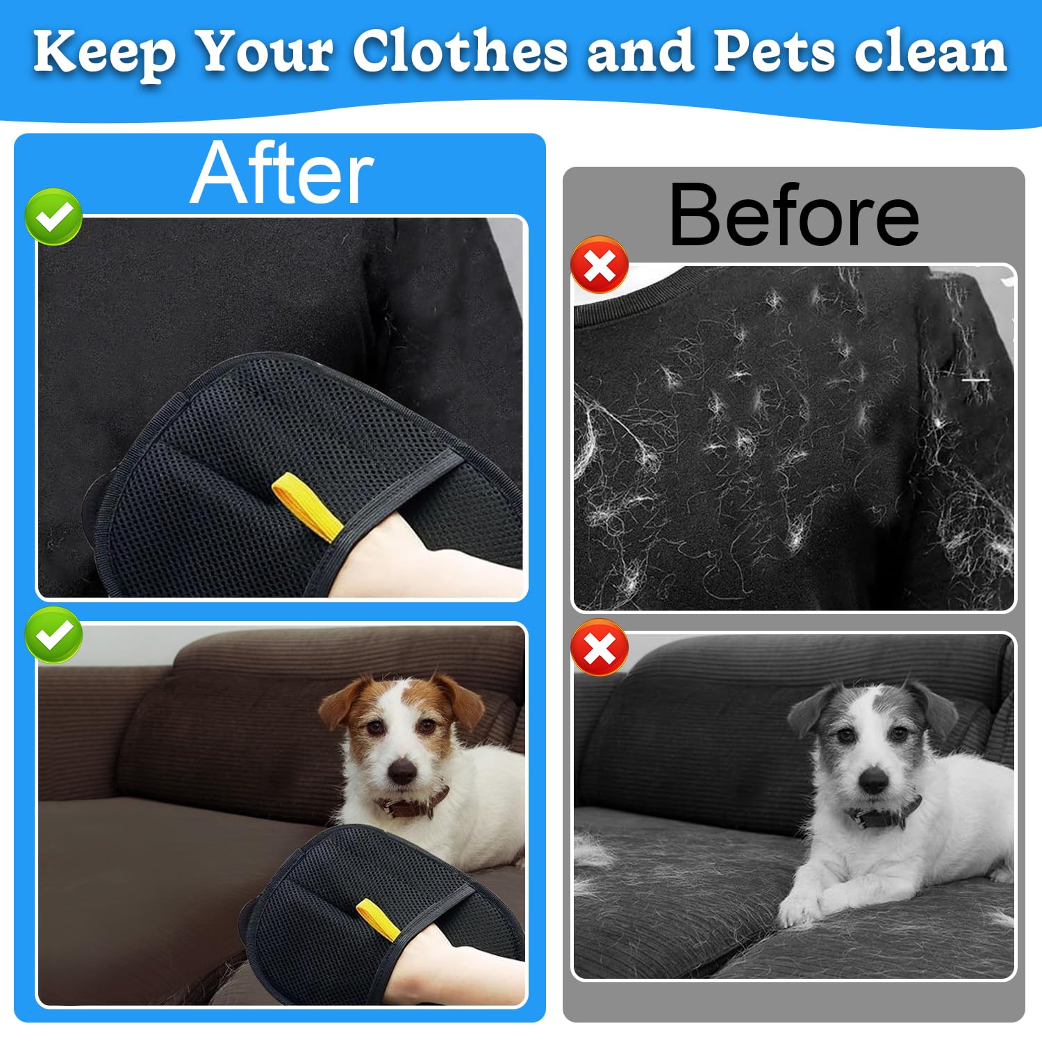 Pet Hair Remover Glove, Dog Cat Washing Gloves, Double Sided Pet Grooming, Versatile Grooming Tools - Image 4