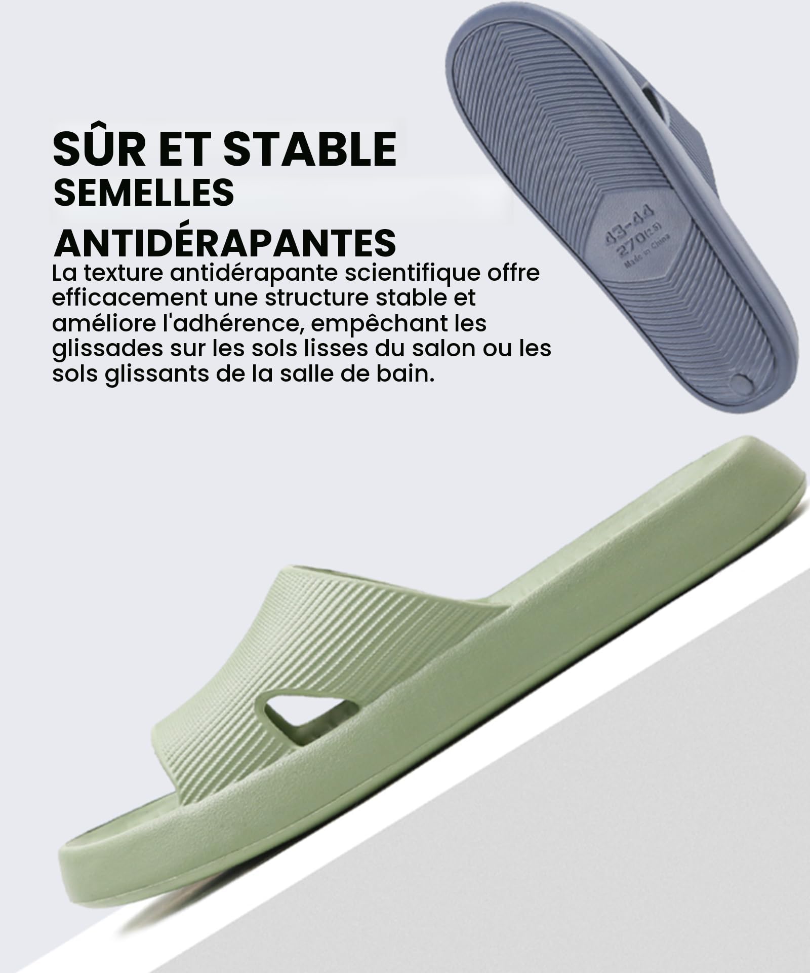 Anmerl Claquettes de Douche Antidérapantes Homme Femme, Chaussons EVA Souple, Sandales Bain Séchage Rapide Piscine Spa Plage