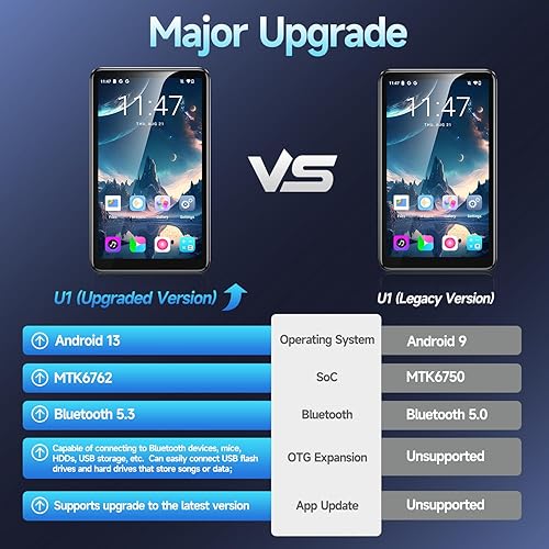 Miniatura 3 de Reproductor de MP3 de 80 GB con Bluetooth y WiFi, reproductor de música Android 13 Pantalla táctil de 4 pulgadas Reproductores MP4 DAP con Bluetooth