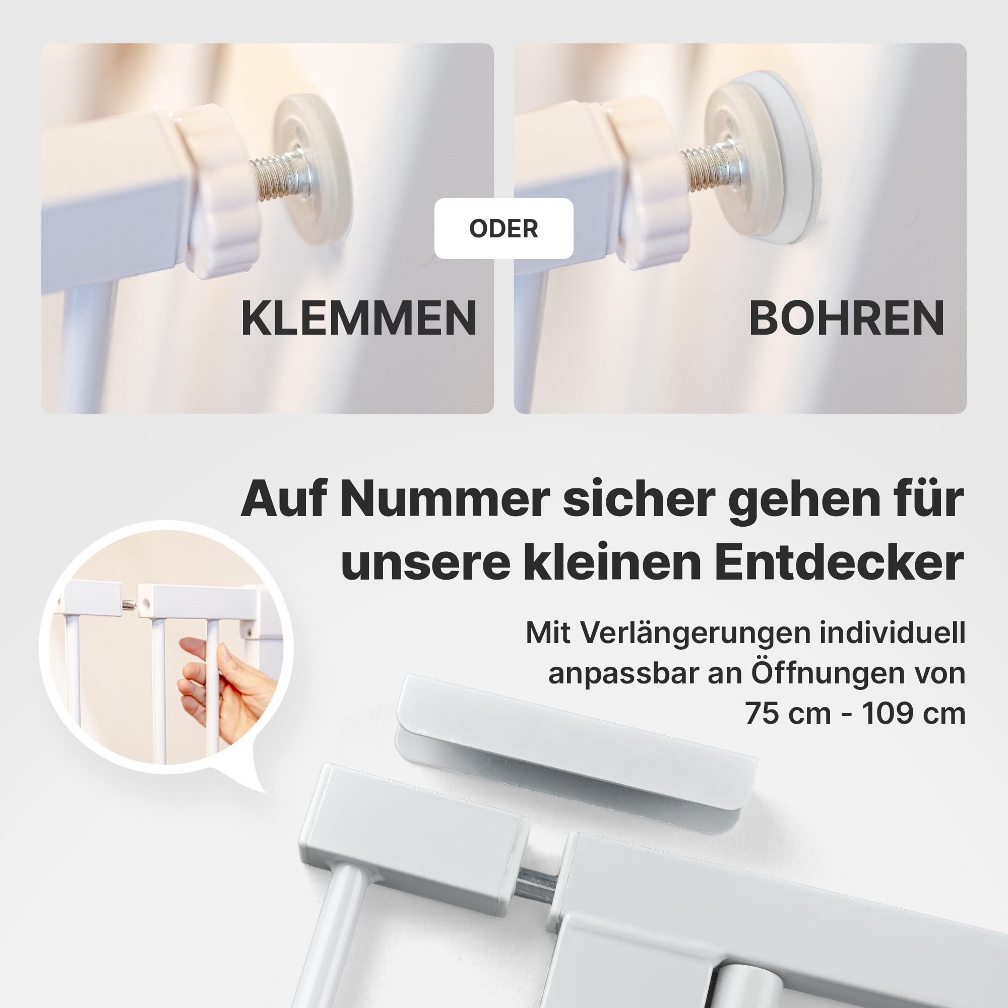 Treppenschutzgitter ohne Bohren GS-Zertifikat Türschutzgitter Baby Hunde Kinder Kinderschutzgitter