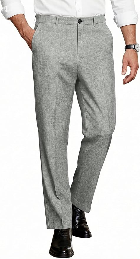 COOFANDY Men Classic Fit Dress Pant Casual Flat Front Pant Expandable Waist Suit Pant fashion product photo