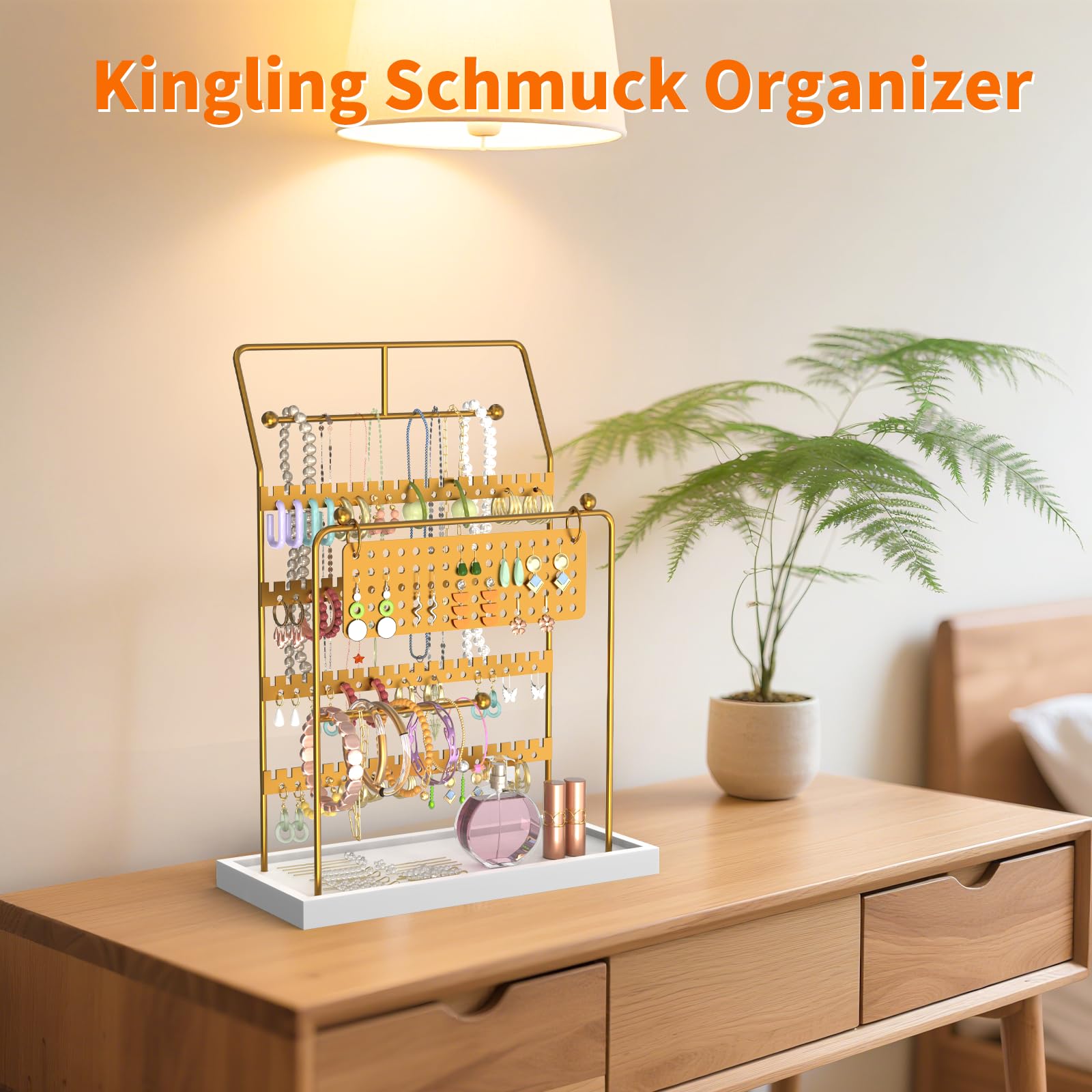Kingling Schmuckständer Schwarz - Schmuckorganizer Für Halsketten, Ohrringe & Ringe