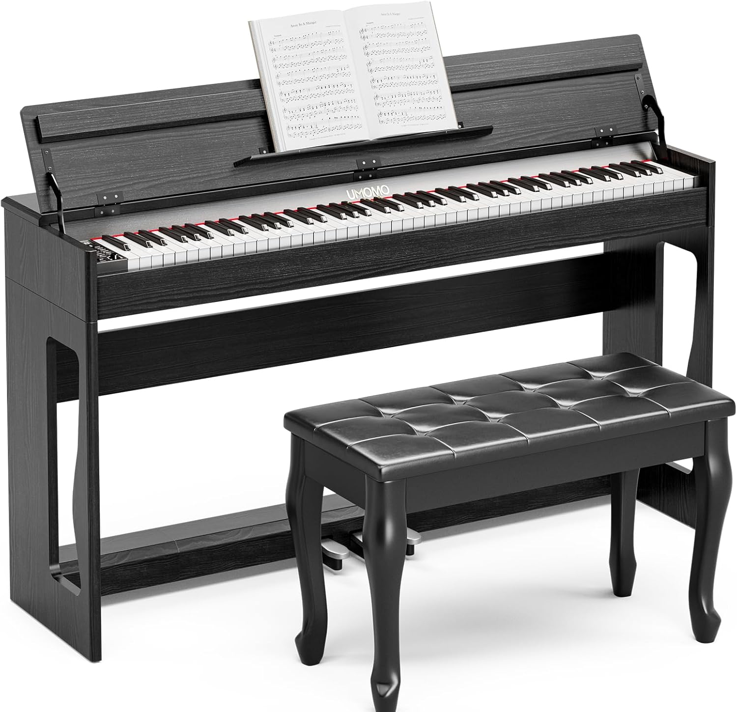 UMOMO 88 Weighted Key Digital Piano with Duet Piano Bench, Beginner Keyboard Piano Full Size Heavy Hammer Weighted Action Electric Piano Keyboard with USB MIDI, Black