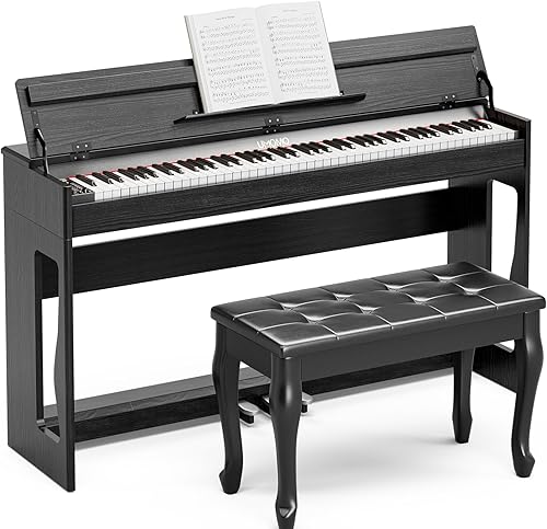 UMOMO Piano digital de 88 teclas ponderadas con banco de piano dúo, teclado para principiantes, tamaño completo, martillo pesado, acción pesada,