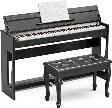 UMOMO 88 Weighted Key Digital Piano with Duet Piano Bench, Fully Weighted Graded Hammer Action Electric Piano for Beginner with USB MIDI, Black