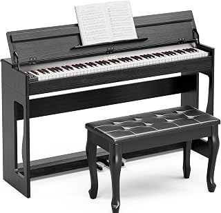 88 Weighted Key Digital Piano with Duet Piano Bench, Fully Weighted Graded Hammer Action Electric Piano for Beginner with USB MIDI, Black