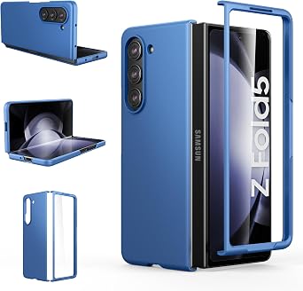 حافظة Foluu Slim Fit لهاتف Samsung Galaxy Z Fold 5، مع واقي شاشة مدمج أمامي، وغطاء واقي للكمبيوتر الشخصي غير اللامع فائق النحافة لهاتف Samsung Galaxy Z Fold5 5G 2023 باللون الأزرق