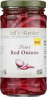 Jeff's Garden Pickled Red Onions, 12 oz Jar - Tangy Crunchy Topping for Salads, Burgers, Tacos