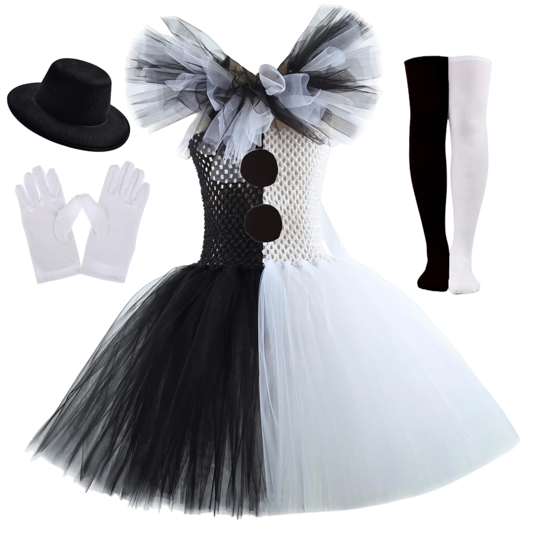 Set costume da clown per bambini Completo completo 31, 5-35, 43 pollici | Design classico da clown, accessori completi, comodo tulle, ideale per Halloween e travestimenti