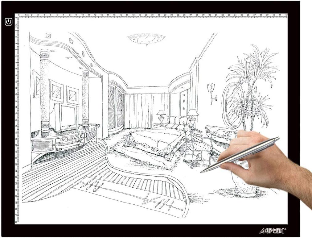 light box per tracciare i disegni sul tessuto
