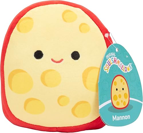 Squishmallows Mannon The Gouda Cheese de 5 pulgadas, con licencia oficial de Kellytoy, juguete coleccionable suave y esponjoso de mini queso de