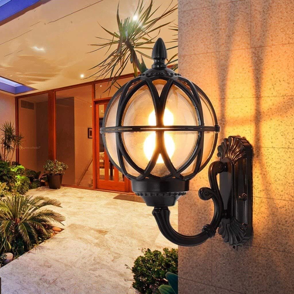 Lampa Ogrodowa,Lampy Wodoodporne Zewnętrzne Lampy Ścienne, Aluminiowe Szklane Lampy Ścienne Ogrodowe, Zewnętrzne Kinkiety Ścienne Do Przejścia Między Willami Oprawa Ogrodowa(Black,H45cm)