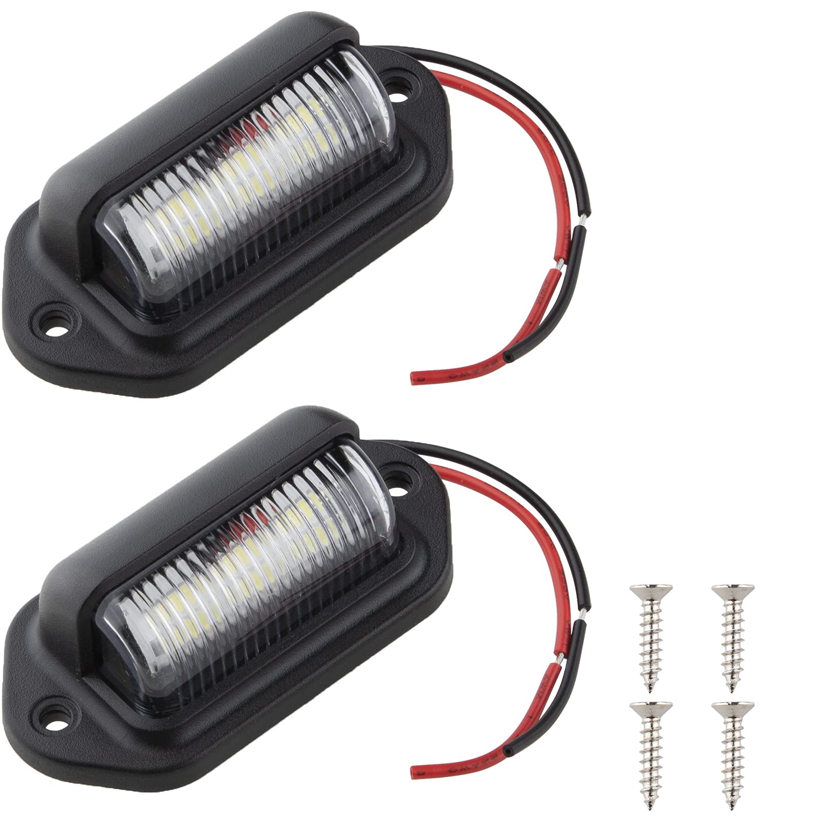 Effitnee Number Plate Lights, 12V-24V Universal License Plate Lamp 6 SMD Step Courtesy Lights For Car Trailer Vehicle Truck UTE Van Caravan Lorry Boat (2Pcs)