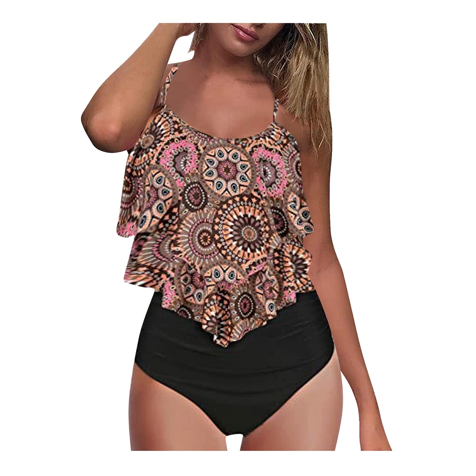 Costume da Bagno a Due Pezzi Costumi da Bagno Taglie Forti Costume da Bagno a Vita Alta Costume da Bagno con Stampa Leopardata per Donna Costume da Bagno Donna Costumi a Due Pezzi Bikini Set (Il)