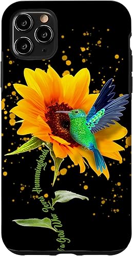 Miniatura 1 de iPhone 11 Pro Max Just a girl who love colibríes girasol pájaro lindo flor caso