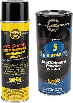 Sun-Glo Five Star Bundle Speed 5 Medium-Slow Powder Wax 16 oz & Pro Series Silicone Spray 12 oz Balanced Play for Mid-Sized Tables 12-16 Ft