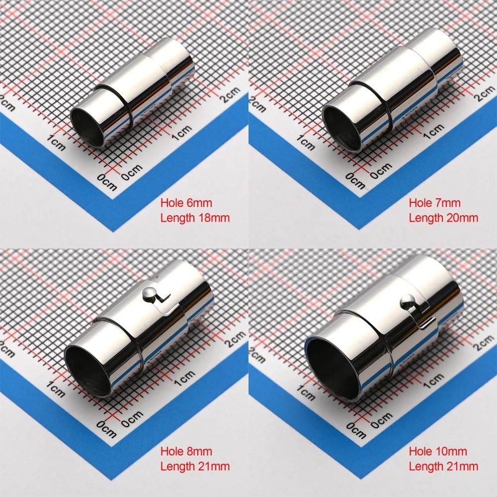 2 Stück 2–10 mm starke magnetische Sicherheitsverschlüsse aus Edelstahl, passend für runde Lederschnur, Armbandverbinder, Schmuckherstellung, Schwarz, Lochdurchmesser 8 mm, Goldlochdurchmesser 5 mm