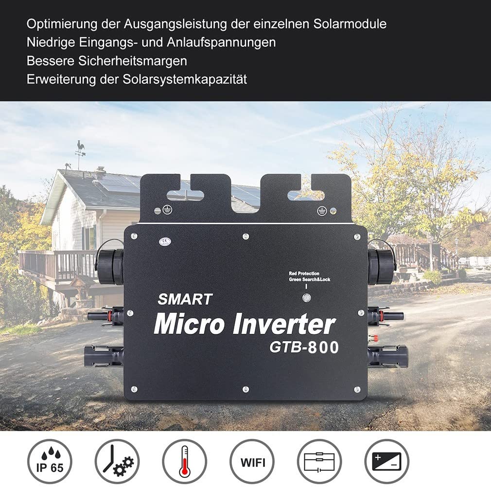 600W/700W/800W Micro-Onduleur Solaire Grid Tie Micro Onduleur Smart Micro Inverter 110V/220V WiFi Solar Grid Inverter Ip65 ImperméAble MPPT Grid Tie Inverter Efficacité 99,5%