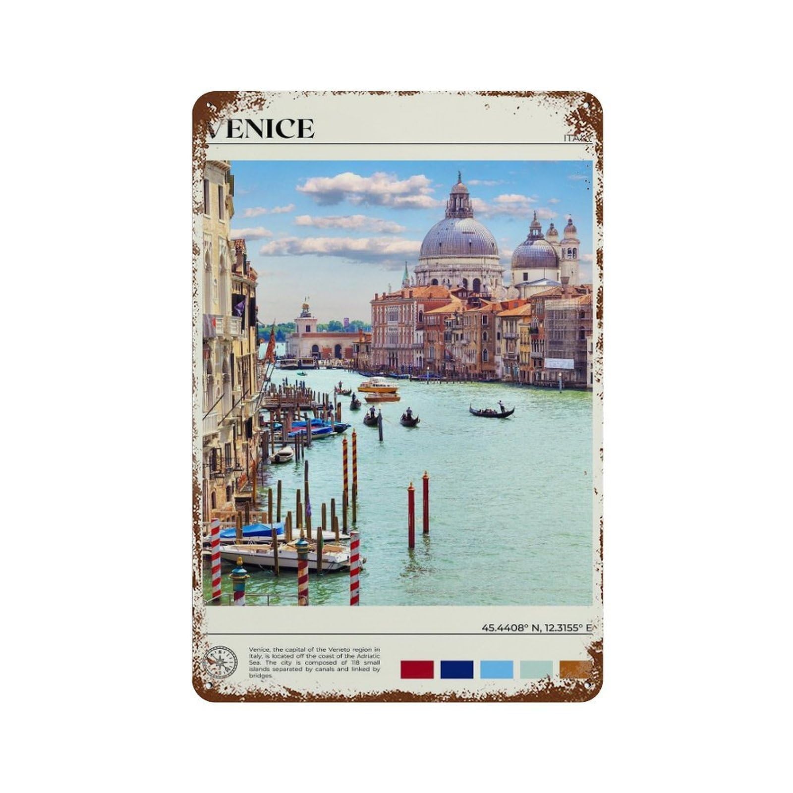 xiaoxiaoshen Real Photo Venice Decor Italy Wall Decor Art Metal Tin Poster Modern Home Decor Art Home Bar Shop Decorations Vintage Sign 30x20cm