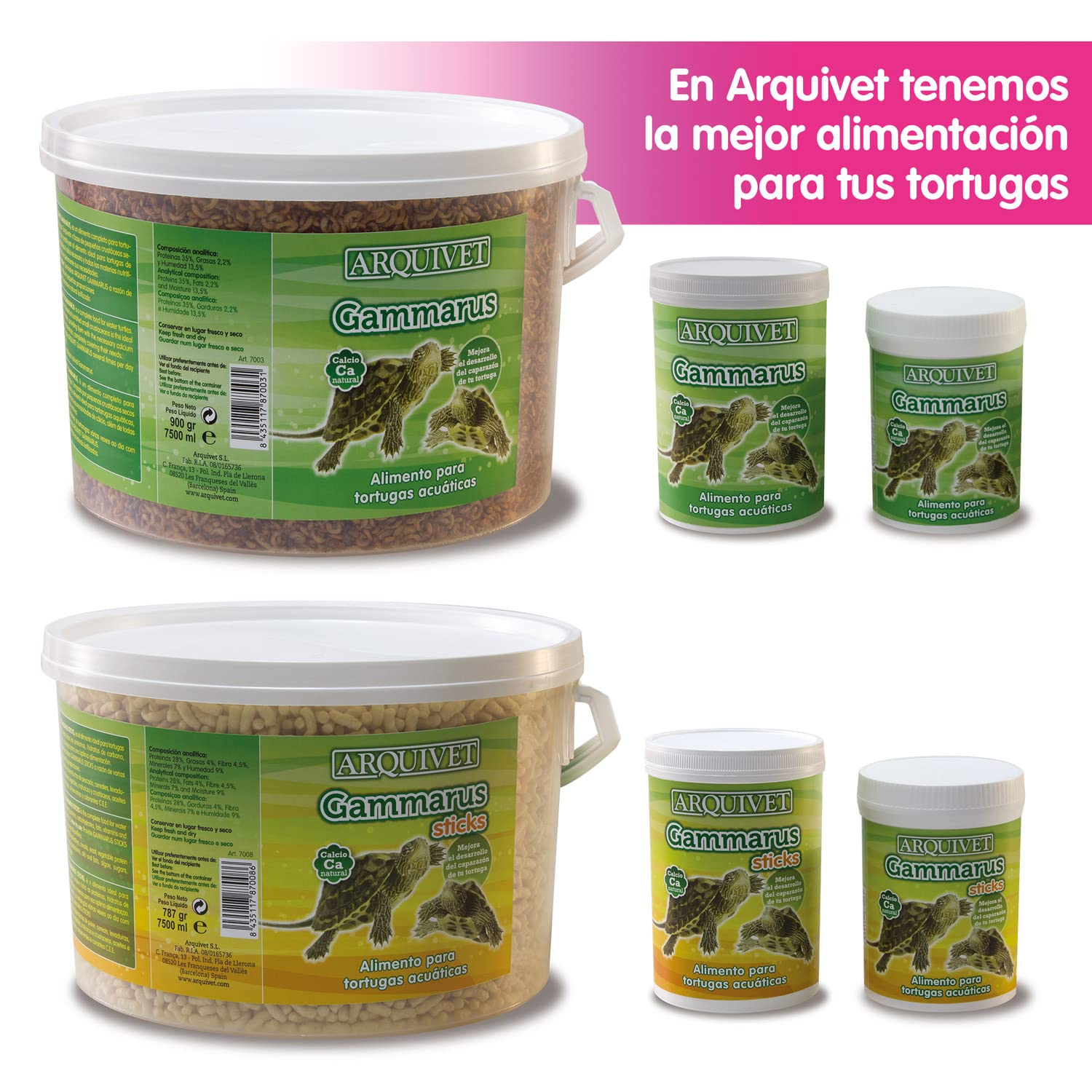ARQUIVET Gammarus sticks 7.500 ml- Turtle Food Sticks - Natural Food for Aquatic Turtles - Full Food for Water Turtles - 780 gr
